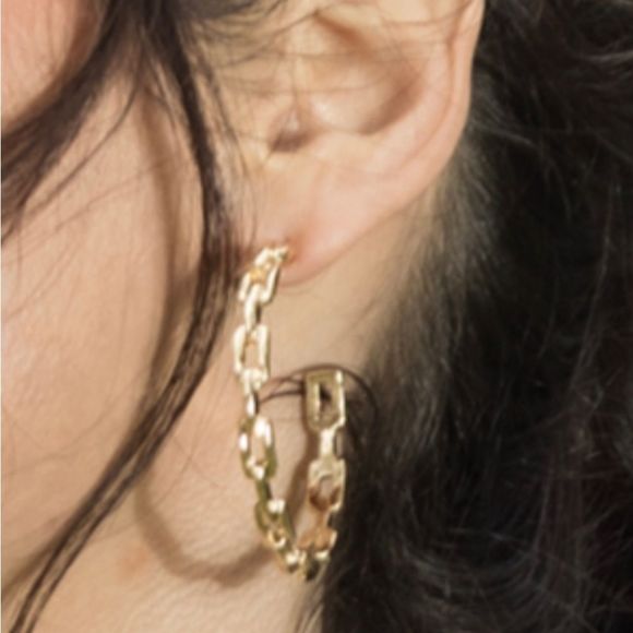 NWT ICONIC CHAINLINK STATEMENT HOOPS CHANTEL SILVER OR GOLD EARRINGS - Picture 2 of 13